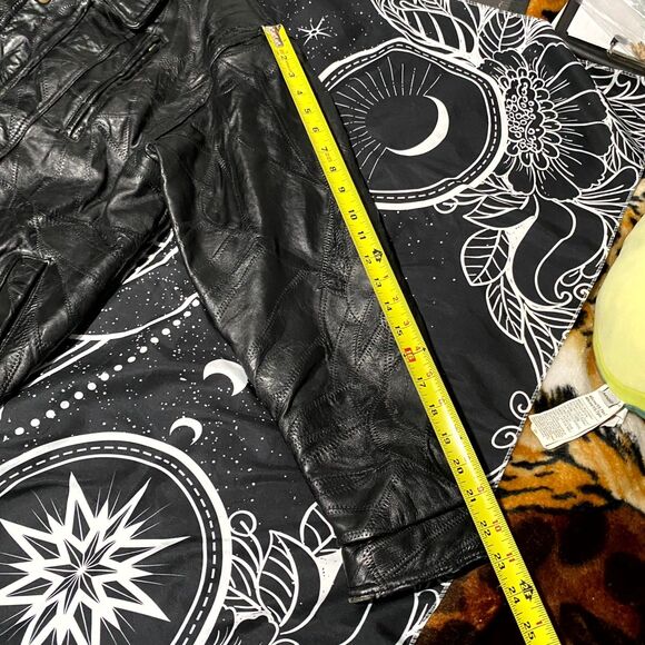 Giovanni Navarre Italian Stone Jacket Men's L Black Leather Outdoor Workwear - Picture 8 of 9